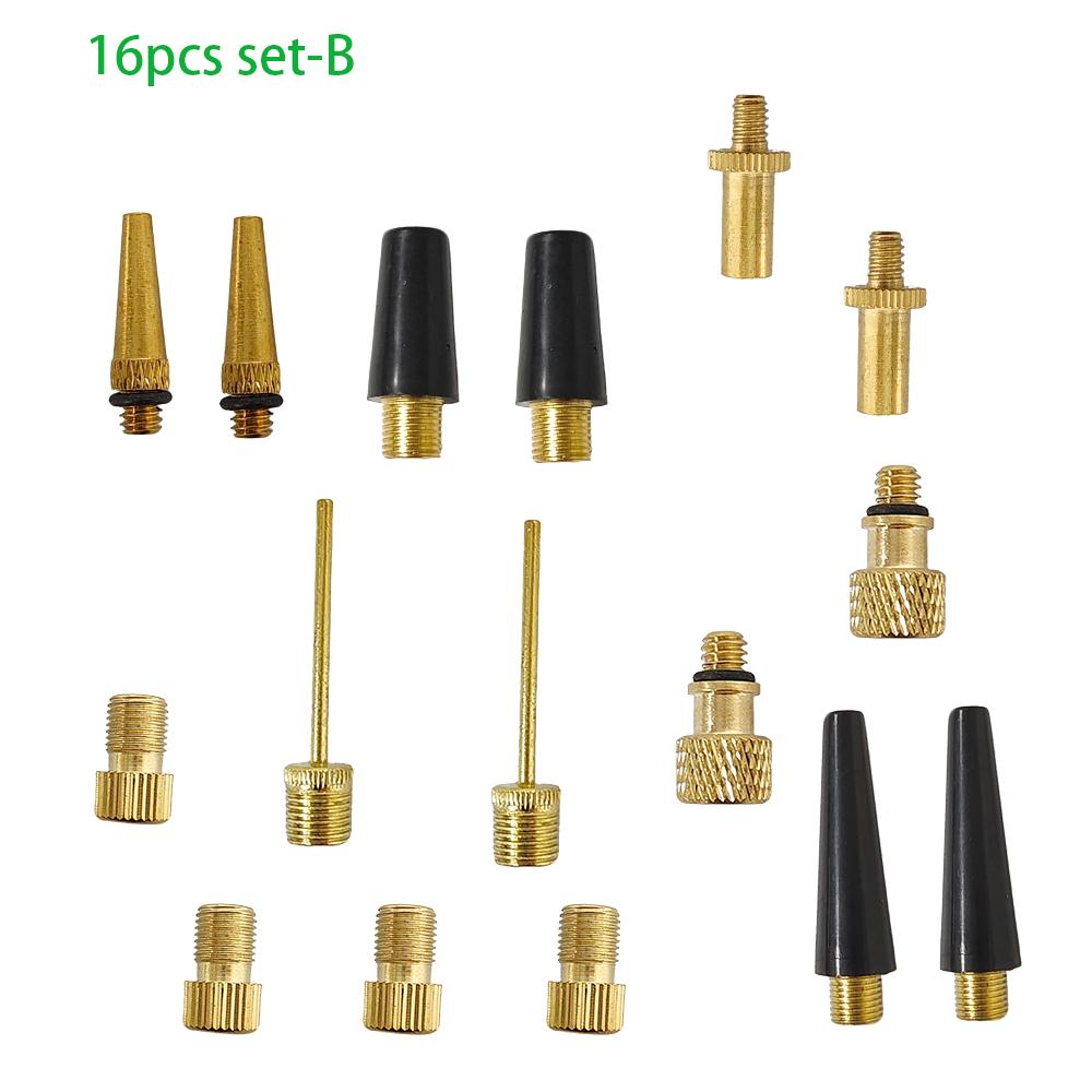 Bicycle Inflation Accessories SV AV DV Pump up Valve Adapter for Bicycle All in 1 Accessories 16pcs set-B