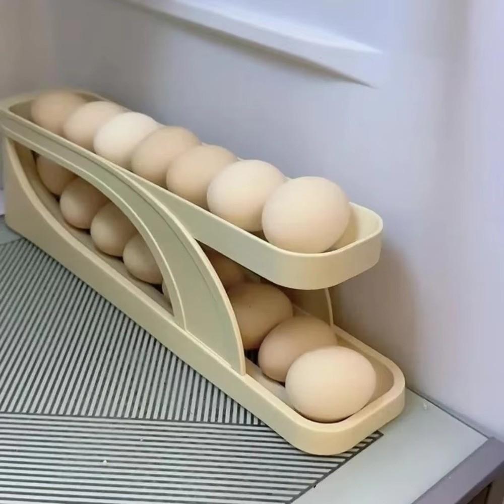 Rolldown Design Automatic Scrolling Egg Rack Double-layer Egg Basket Container  Kitchen Storage