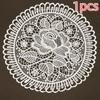 1PcsRetro Hollow Floral Lace Doily Cup Coaster Soft Cotton Crochet Round Table Mat Wedding Bridal Shower Table Centerpiece Decor