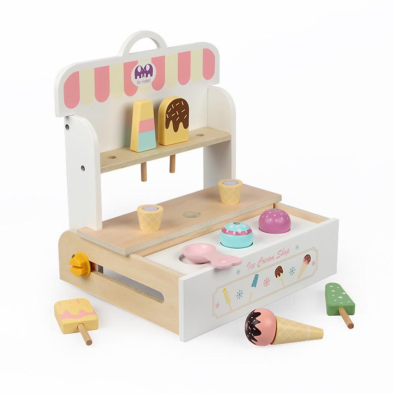 Children Wooden Ice Cream Toy Set Imaginative Play Motor Enhancement Skills