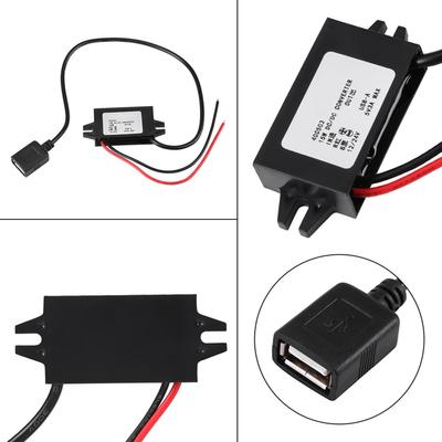 12V/24V To USB 5V 3A Adapter Converter with Cable & Wires - Voltage Regulator