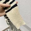 Women's Retro Striped Wool Cardigan - Gold Button, Loose Fit, Round Neck, Autumn/Winter Style