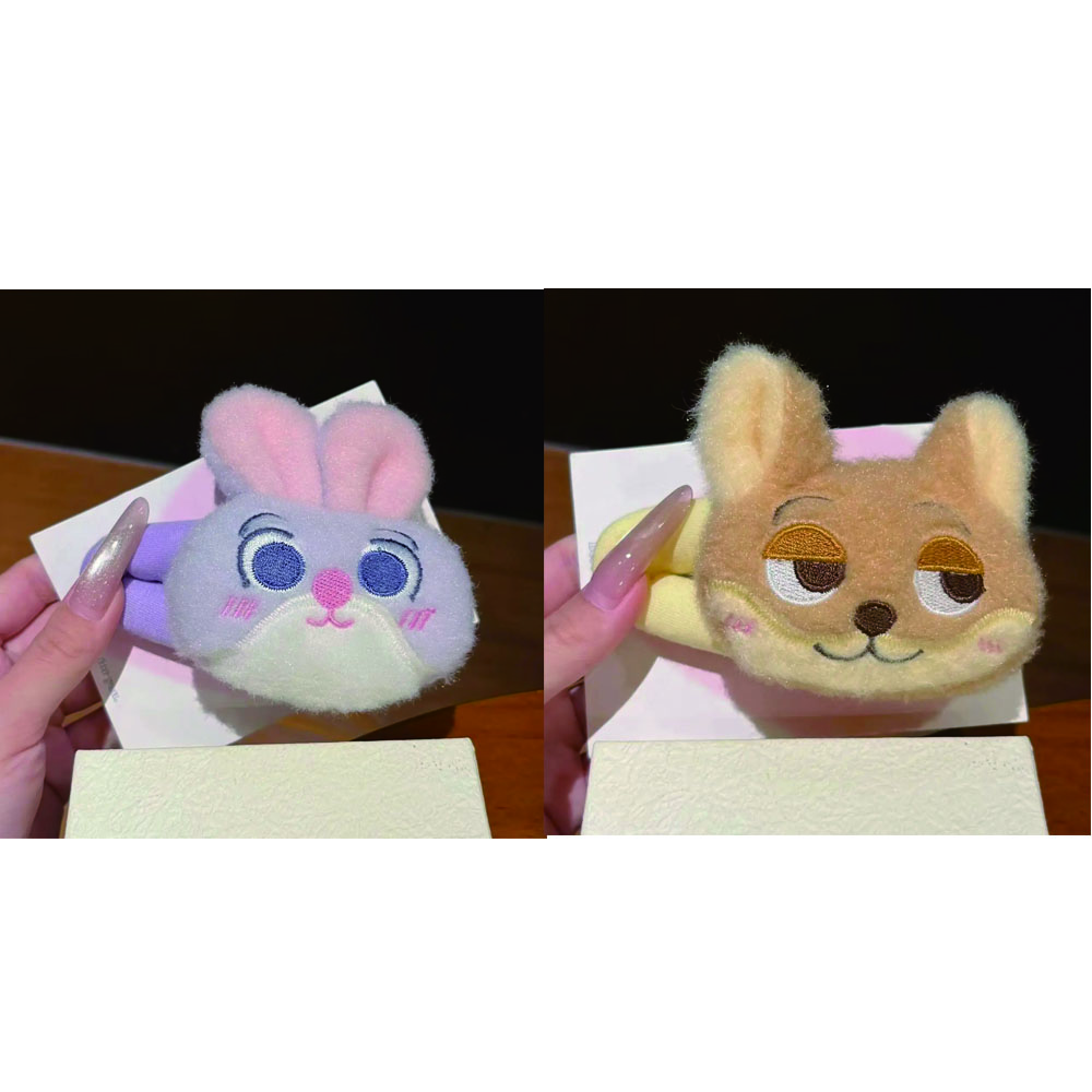 Cute Judy Nick Plush Hair Ties Women's Fluffy Plush Ears Hair Bow Cartoon Bunny Fox Hair Bands Hair Accessories Christmas Gift Idea