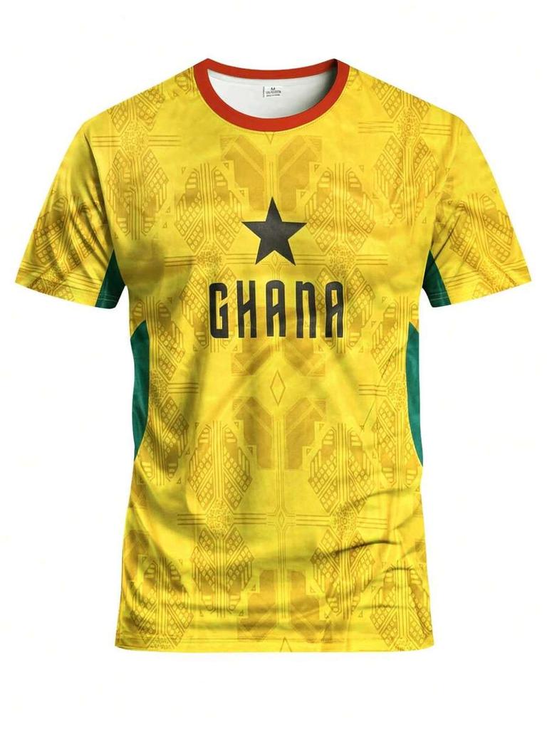 Ghana football-themed sports jersey, African national dark pattern black star printing design