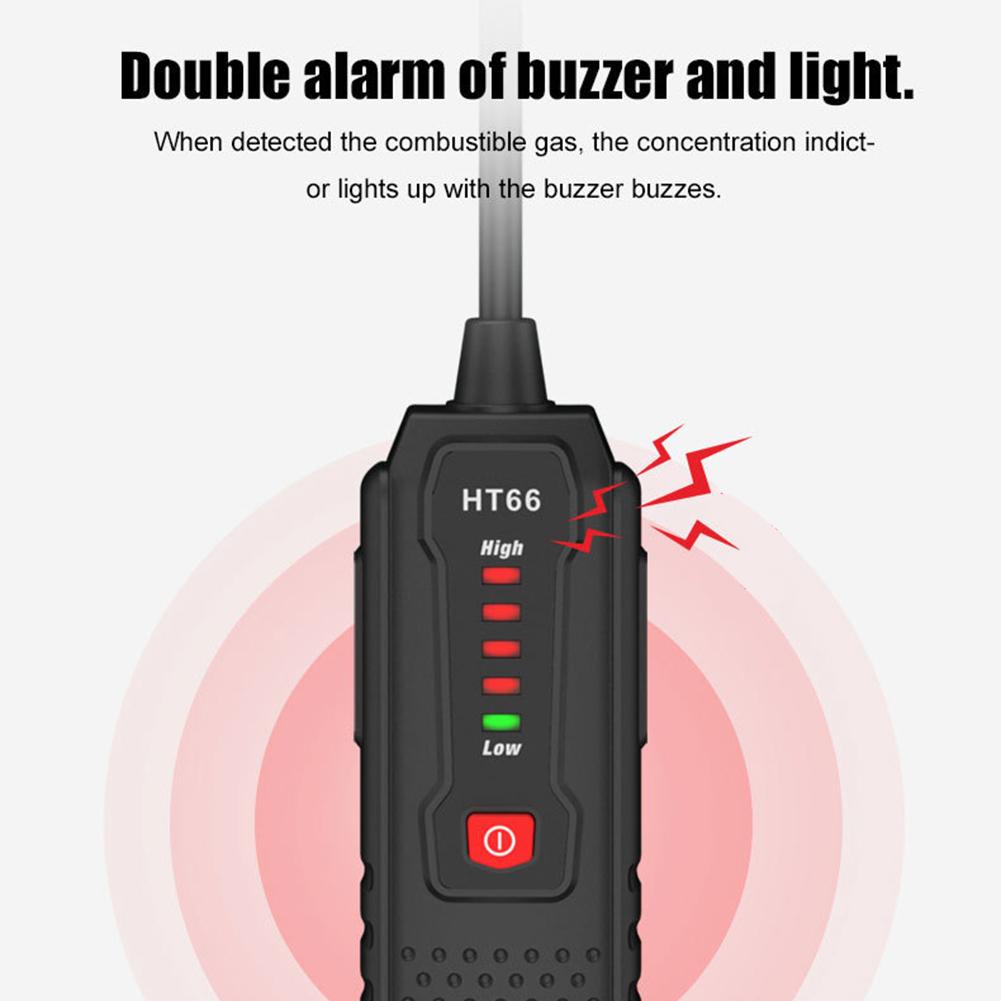 HT66 Gas Leak Detector 50-1000PPM Audible Visual Alarm Sniffer For Home RV Industrial Safety Testing Tool