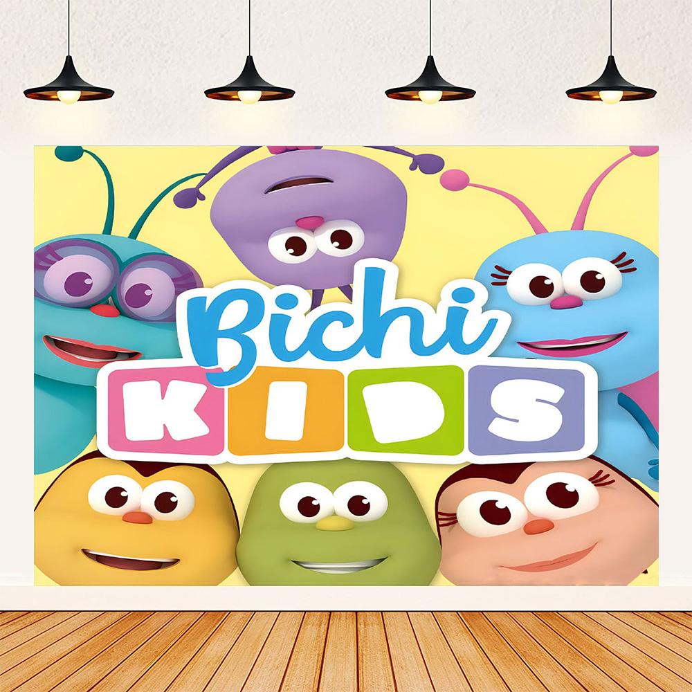 Cartoon Photo Backgrounds Bichi Kids 1st Birthday Party Baby Shower Decoration Rainbow Ant Doll Friends Photo Background