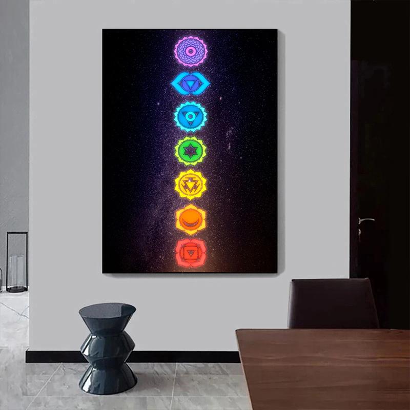Abstract The Seven Chakras 7 Chakras Kundalini Yoga Zen Posters Prints Canvas Painting Wall Art Picture Living Room Home Decor