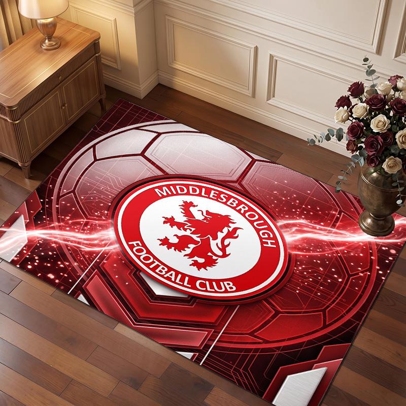 Tappeto in Velluto di Cristallo con Stampa del Middlesbrough Football Club, Comodo Assorbente d'Acqua Antiscivolo Tappeto per Pavimenti Interni
