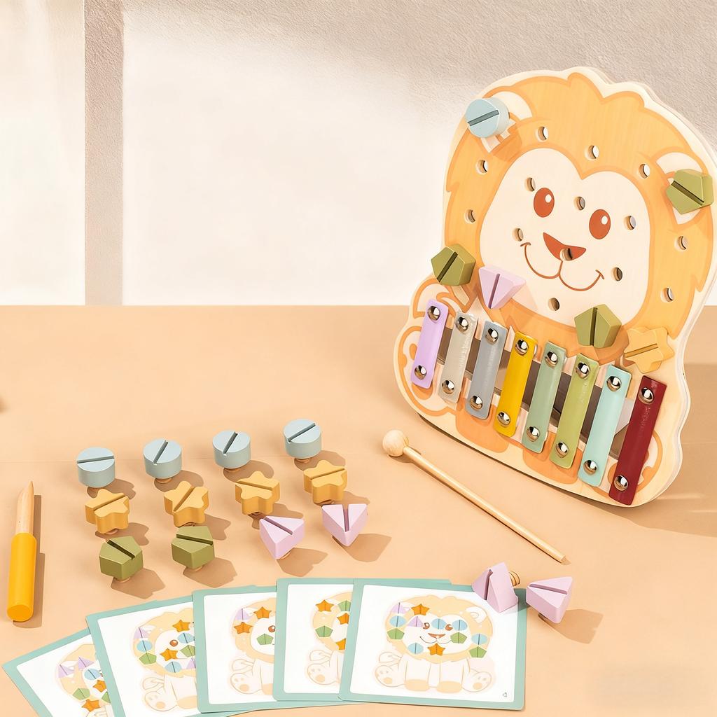 Giocattoli Educativi Precoci per Bambini Viti Montessori Animale Legno Xilofono Strumento Musicale Giocattolo Sensoriale Busy Board Bambino Piccolo Natale