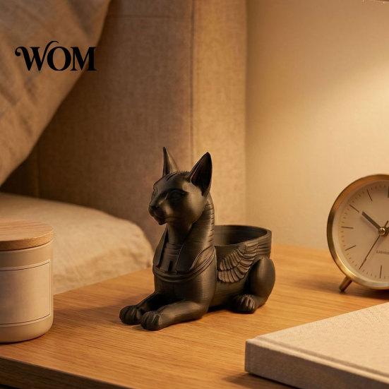 Einzigartige Katzen-Heimdekoration Ägyptische Statue, 3D-gedruckte Bastet-Figur mit Aufbewahrung, Götterstatue Mythisches Wesen Schreibtisch-Organizer für Büro, Sammlerstück