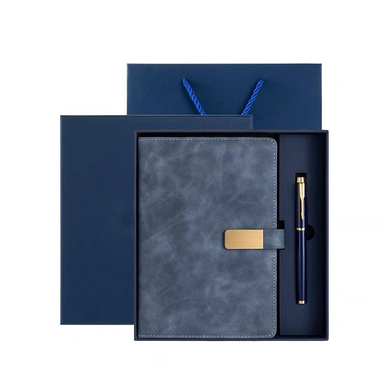 Taccuino da Lavoro in Pelle Formato A5: Diario con Fibbia Magnetica e Stampa Logo - Elegante Scatola Regalo per Riunioni d'Ufficio