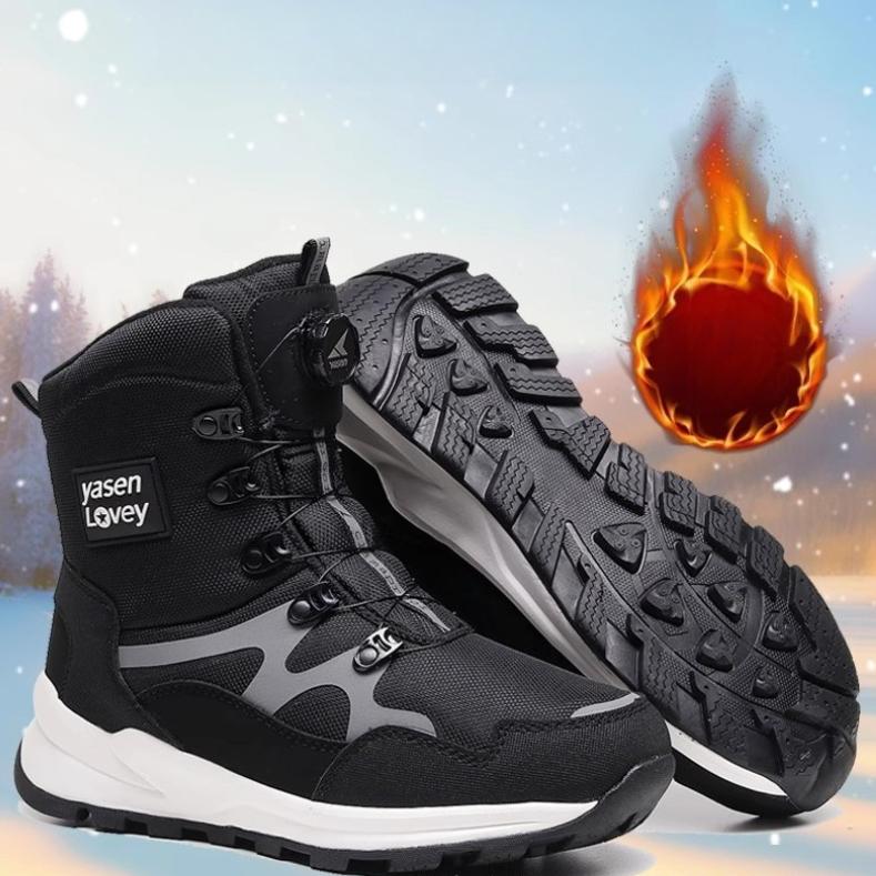 Men's winter thickened padded wool waterproof cozy warm cold lightweight hiking waterproof non-slip thick-soled snow boots