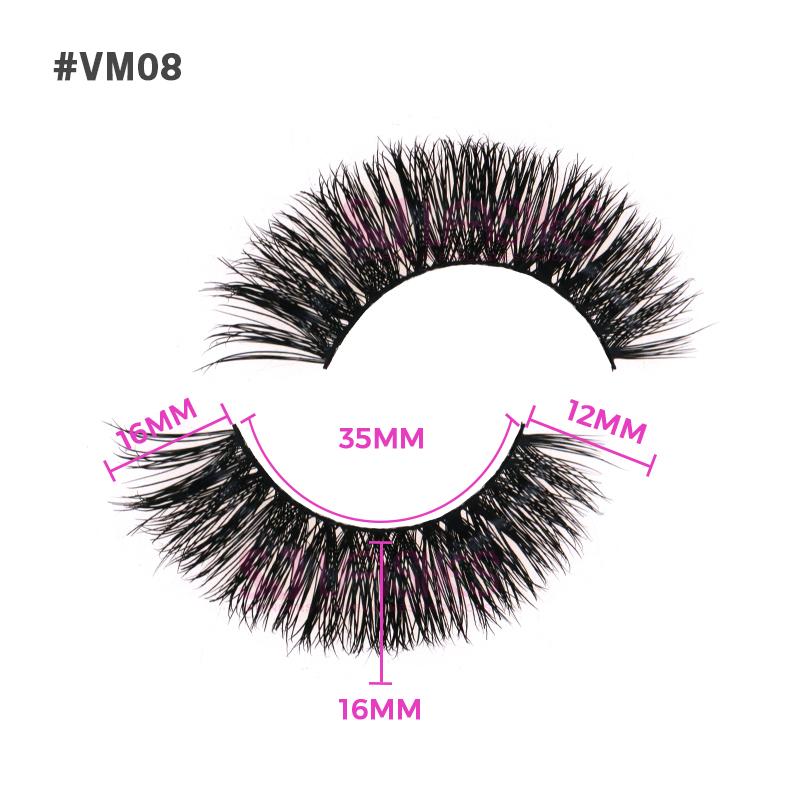 3 Pairs High Quality Strip Lashes Handmade Natural for Fluffy Mink Lashes Custom Logo Box Packaging