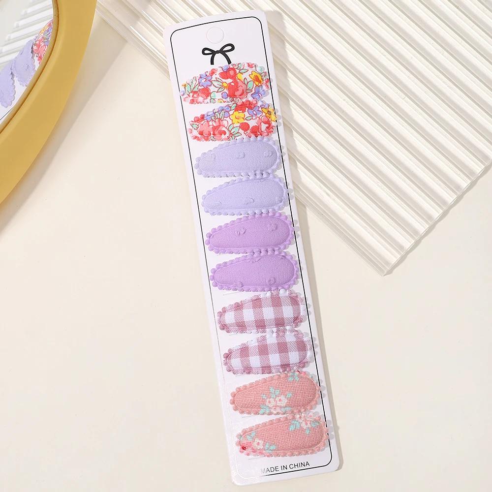 10/20Pcs Mini Print Cotton Alloy Hair Clips Hairpin for Girl Fabric Plaid BB Hairgripes Sweet Headwear Kids Hair Accessories