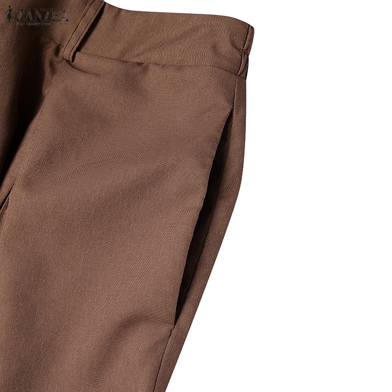 ZANZEA Women Commuer Casual Solid Color Loose Wide Leg Pants