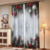 2 Pieces, Christmas Ball Wooden Background Curtains -30% Blackout - Suitable for Living Room, Bedroom, Kitchen, Home Decoration