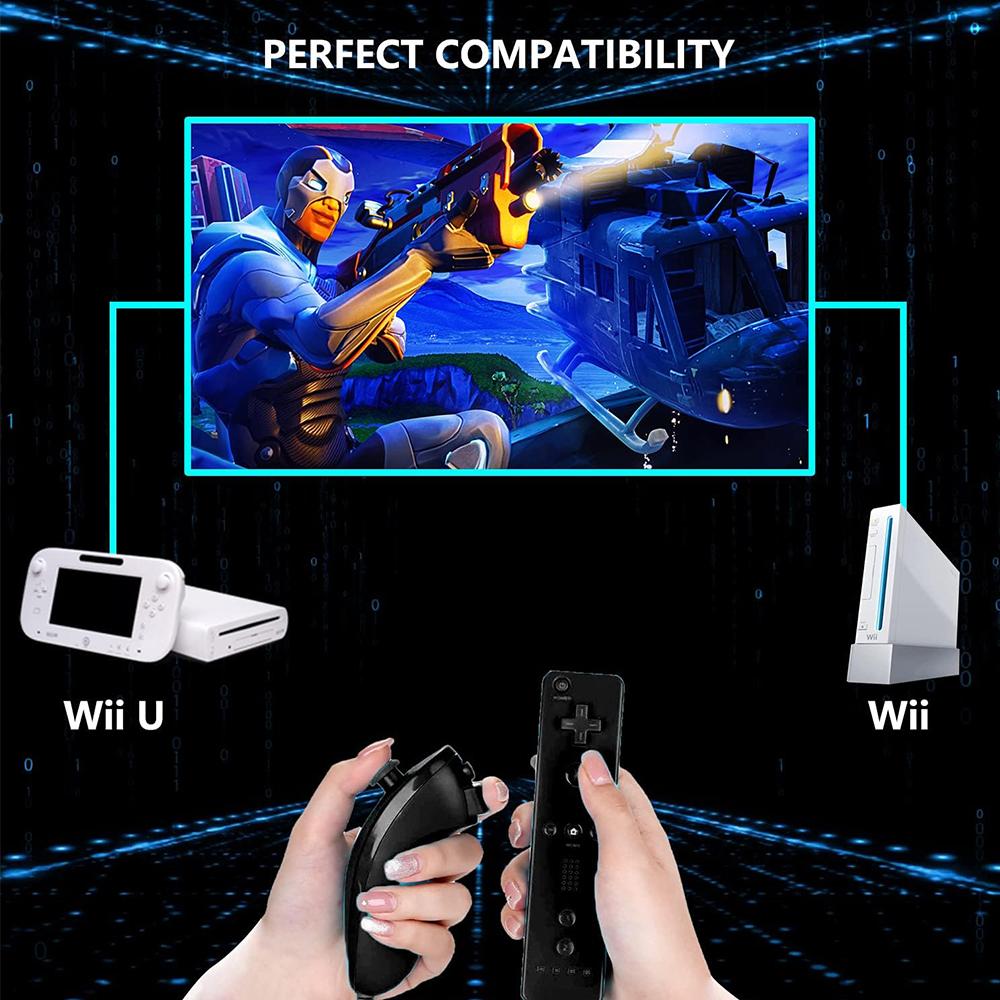 Remote Controller and Nunchuck for Wii/Wii U with Silicone Case and Wrist Strap