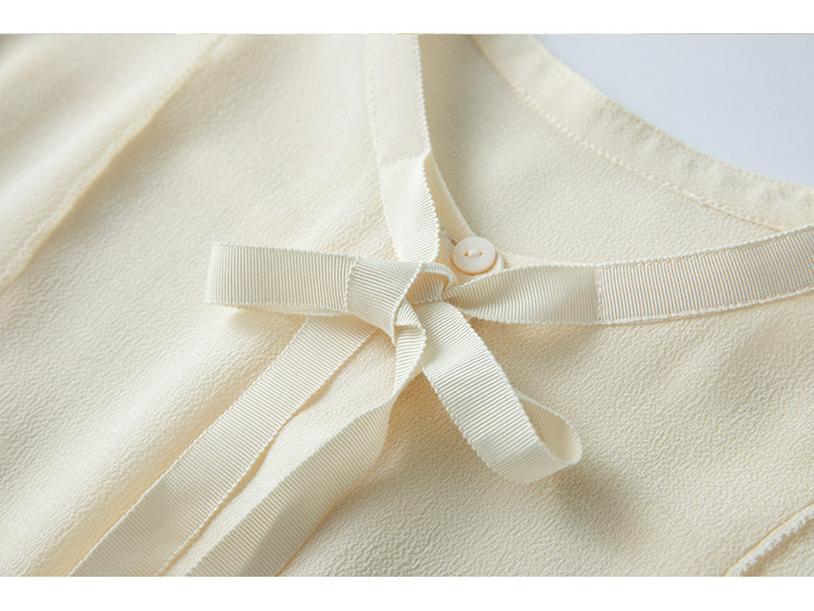 Women's Spring Silk Ribbon Shirt: Mulberry Silk French-Style Long Sleeve Top