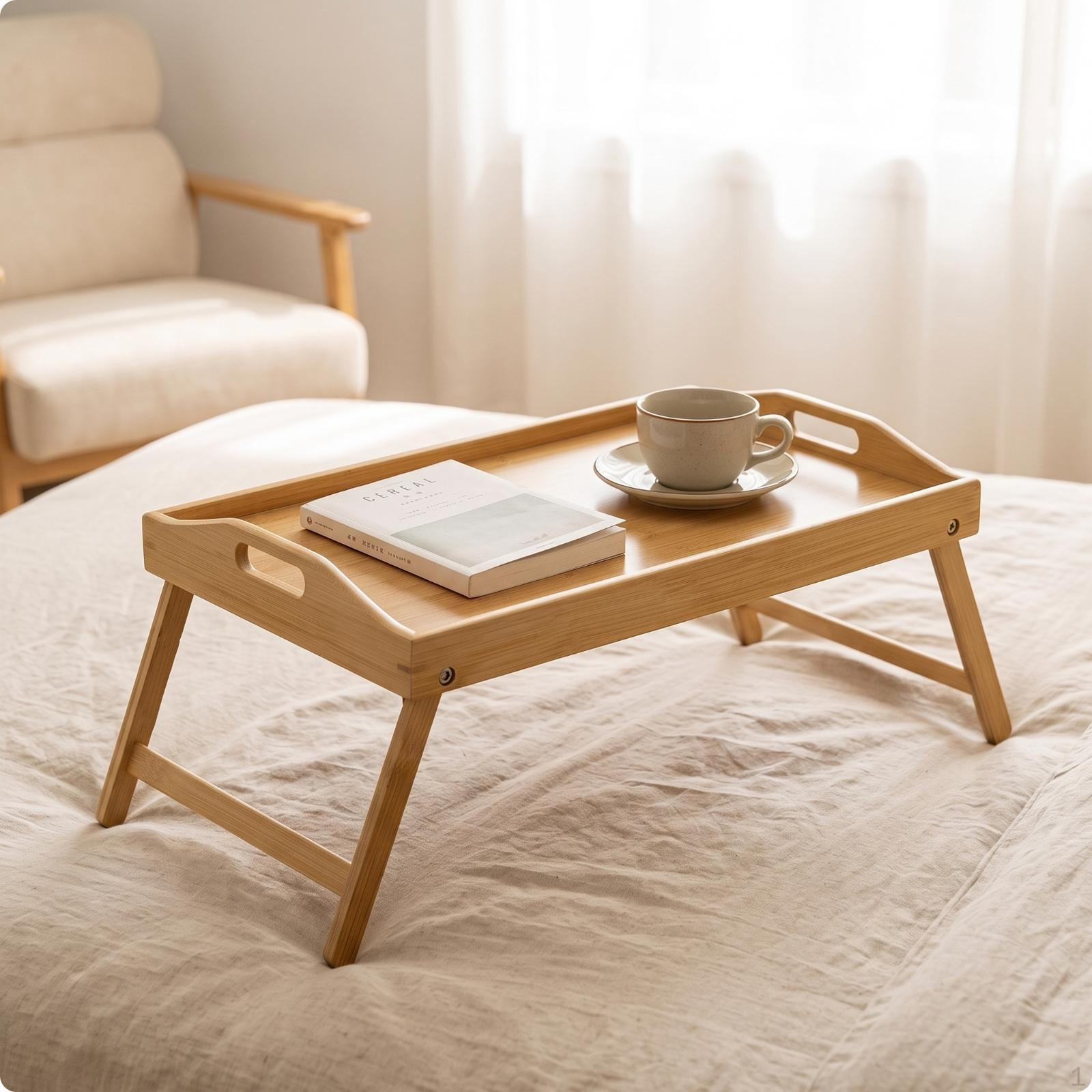 Bamboo Tray Table Easy to Carry Foldable Bed Portable Desk for Sofa, Floor