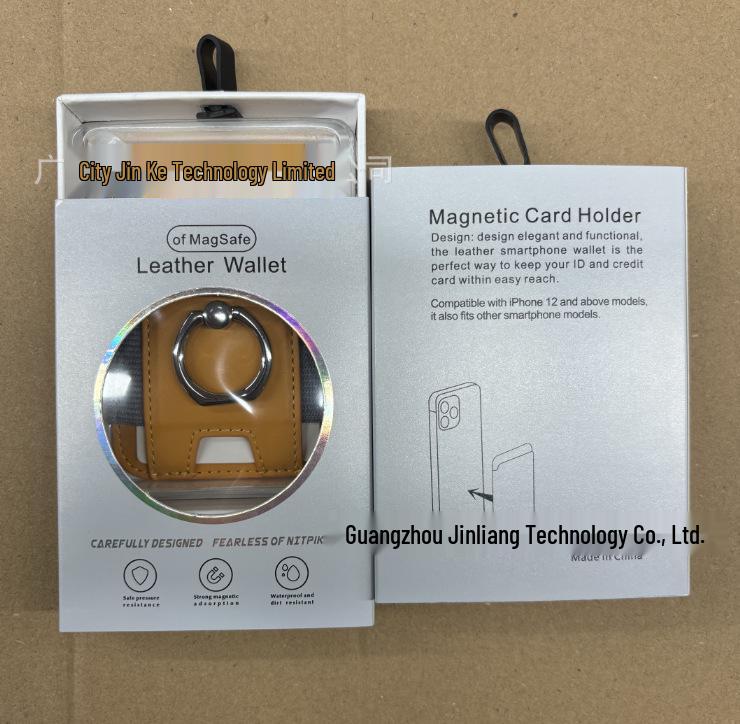Magnetic Card Holder with Finger Ring & Elastic Band for iPhone 12/13/14/15 Magsafe