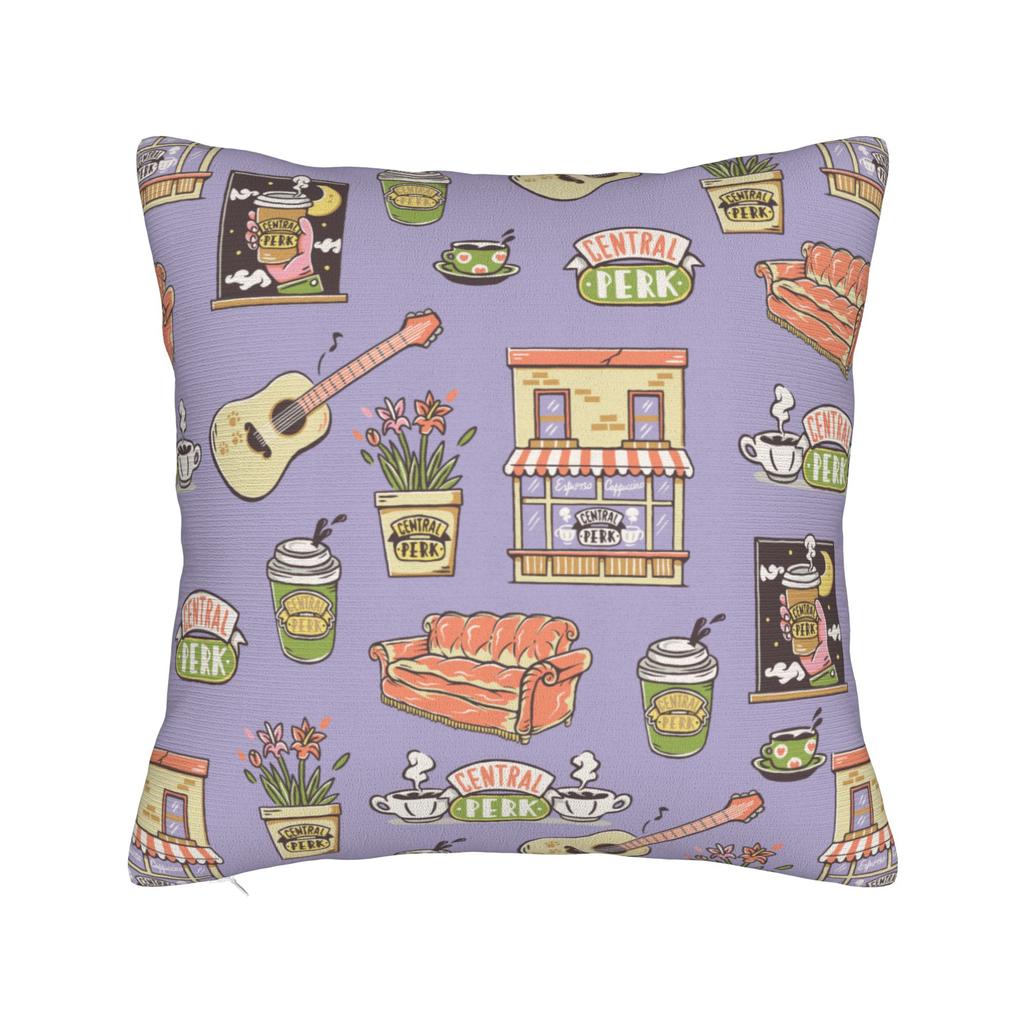 Federa per Cuscino Central Perk Friends TV Merch Stampa Federa Cuscino Copricuscini Decorazione Auto con Zip Multitaglia