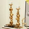 Creative Stone Pile Shape Candle Holder Ornaments Golden Alloy Candlestick Desk Decoration Wax Melt Burner Home Aroma Container