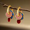 New Chinese Retro Enamel Earrings for Women 2025 New Chinese Style Drip Oil Earrings with High Grade Palace Style Earrings Whole