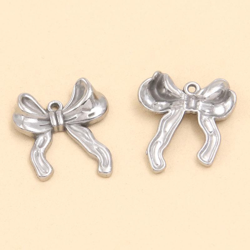 Stainless Steel Bowknot Pendant - Creative DIY Jewelry Accessory, Vacuum Plating, Handmade, Hot Selling