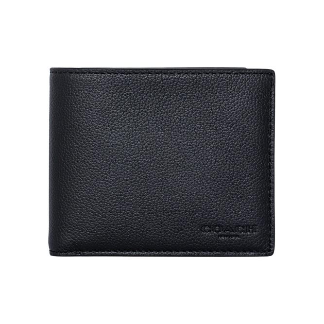 Coach 3 In 1 Wallet Compact Short Wallet With Detachable Card Holder Litchi Grain Leather Men Wallets Black 74991-BLK Basic Set (Bag+Dust Bag)