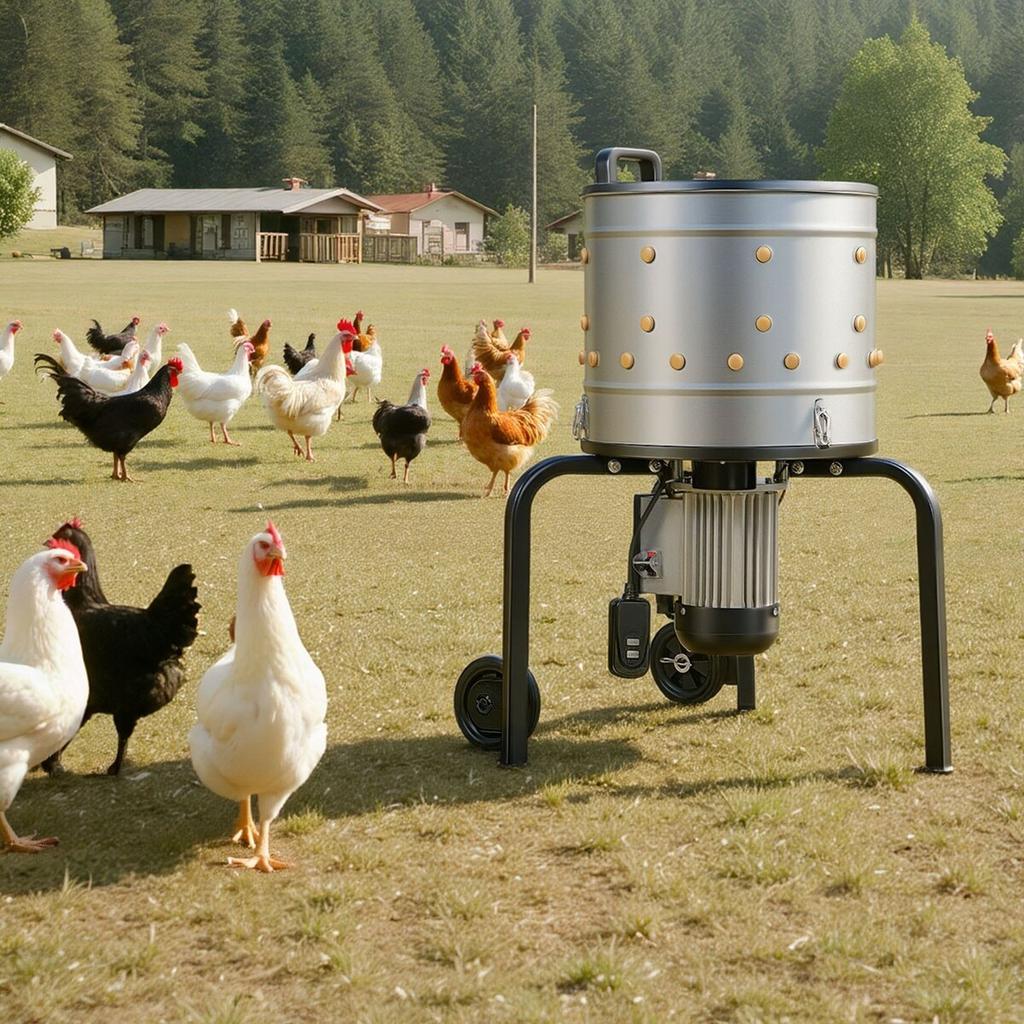 Chicken Plucker Machine, 400mm Drum, 500W & 230RPM Electric Chicken Plucking Machine with 114 Soft Fingers & Transport Wheels, Stainless Steel Feather
