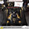2/3Pcs Egyptian Anubis God Print Duvet Cover Set, 2D Flat Printing King Queen Size Polyester Bedding with Pillowcases