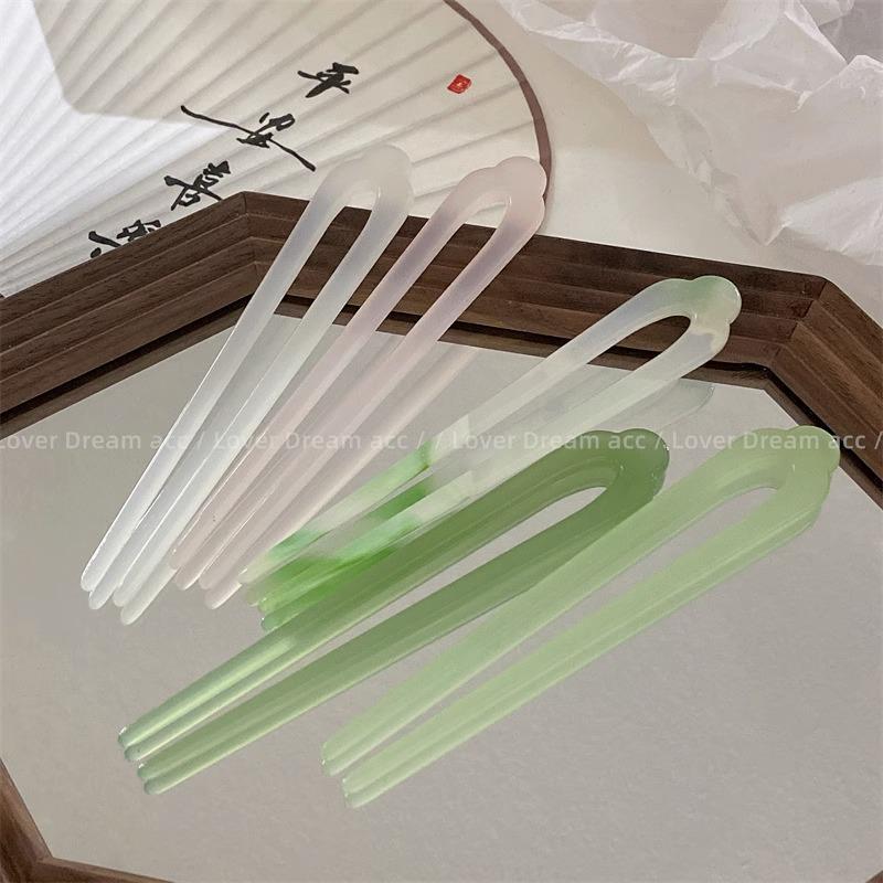 Vintage Hanfu U-Shaped Acrylic Hairpins for Versatile Updo Hairstyles