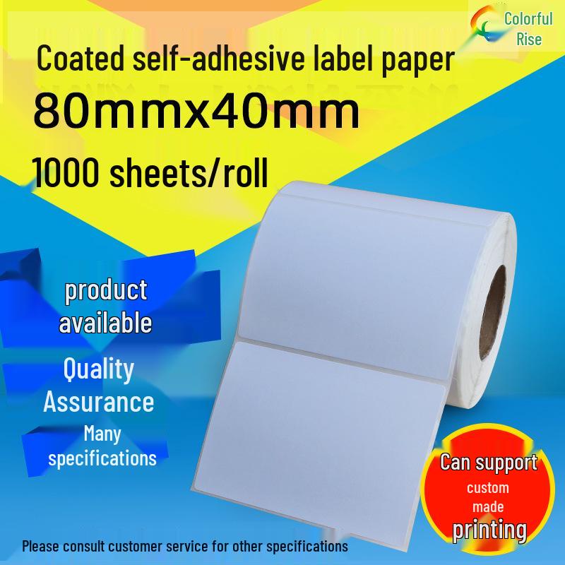 Label Paper - 80x40mm Adhesive Barcode Printing Sticker Coated Adhesive Paper