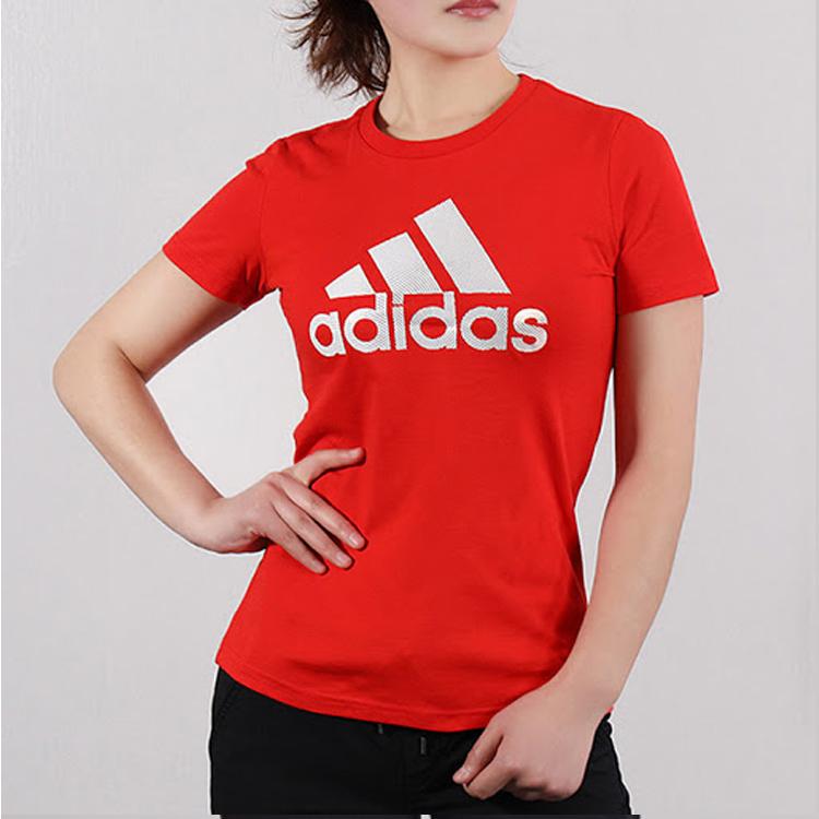 Adidas Foil Graphic Crew Neck Short Sleeve T-Shirt Women Tops Red DW5722