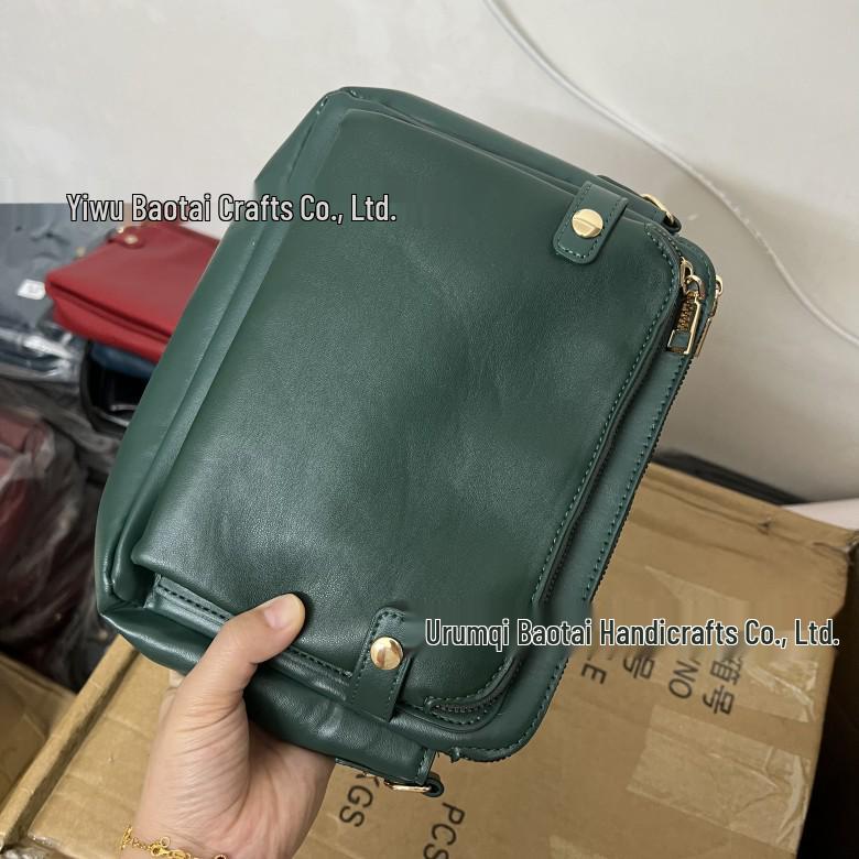 Three-Layer Leather Crossbody Clutch Bag