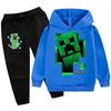 Dětská mikina Tepláková souprava Creeper Chlapecká mikina Kalhoty 2dílná sada Minecraft HD potisk Hra Dětská mikinová souprava Chlapec Dívka Mikinová souprava Polyester