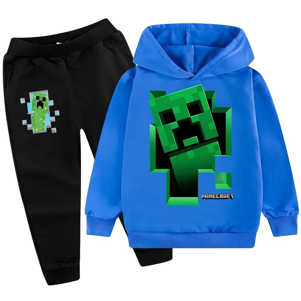 Dětská mikina Tepláková souprava Creeper Chlapecká mikina Kalhoty 2dílná sada Minecraft HD potisk Hra Dětská mikinová souprava Chlapec Dívka Mikinová souprava Polyester