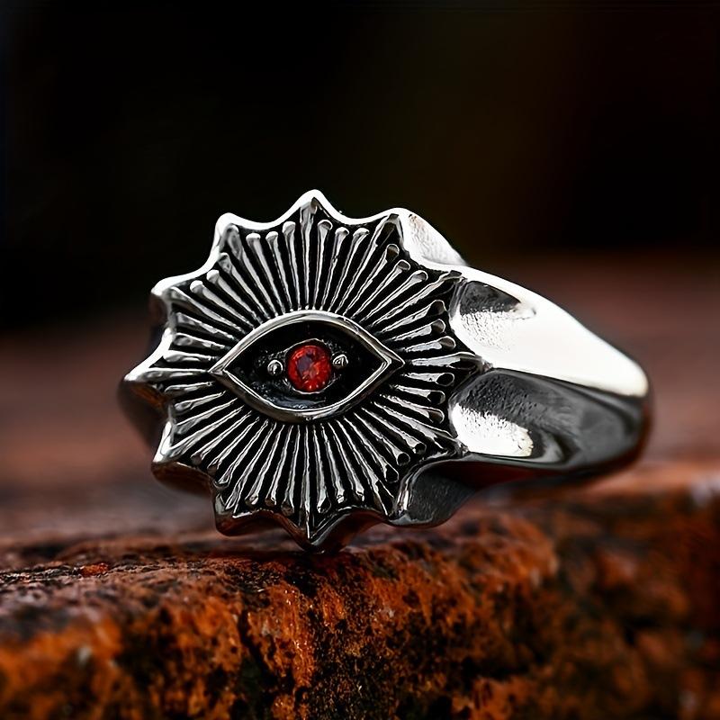 New Devil's Eye Jewelry Retro Men's Ring with Gemstones