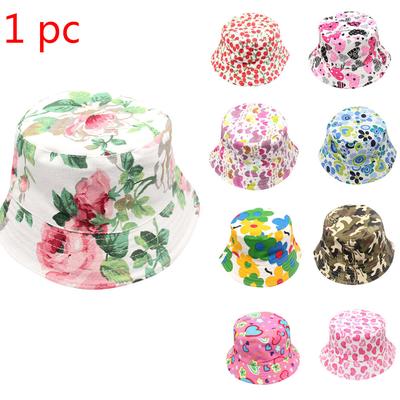 Color : White+Yellow Flower Pattern Infant Baby Girls Cotton Flower Princess Sun Cap Lovely Bowknot Bucket Hat