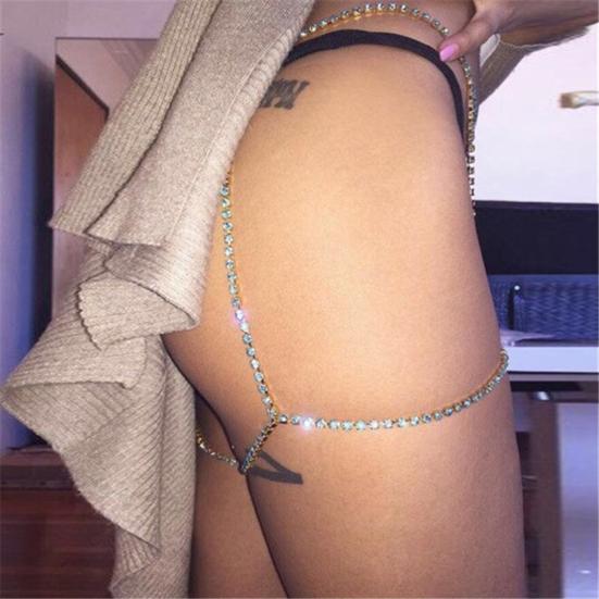 Body Chain Sexy Charming Single Loop Anti-scratch All-Match Decorative Gift Full Rhinestone Summer Beach