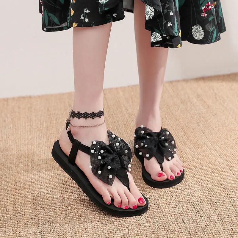 Fashion Casual Bow Open Toe Women's Sandals on Offer Low Price Original Anti Slip Hot 2025 Luxury Designer Asian Size Vip Ladies Shoes