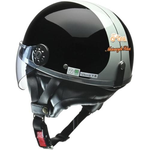 LEAD Motorcycle Half Helmet O-ONE Black/Silver - Free (Less than 57-60cm)