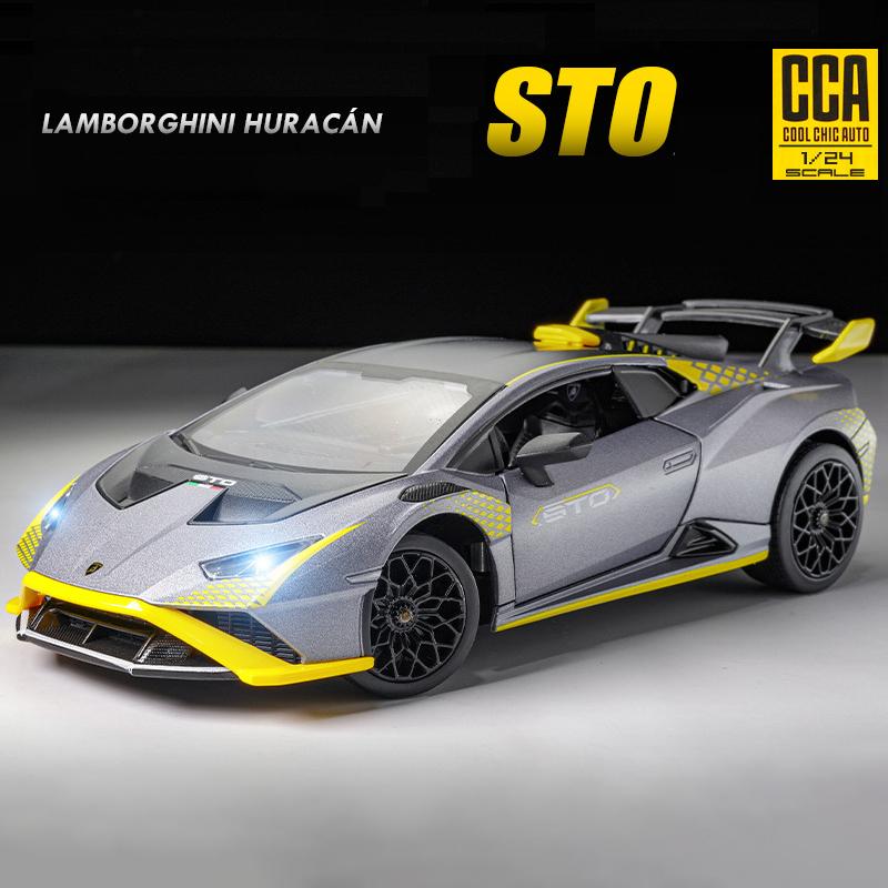 

1/24 Lamborghini Huracan STO Supercar Alloy Toy Car Model Sound and Light Children s Toy Collectibles Birthday Gift серый