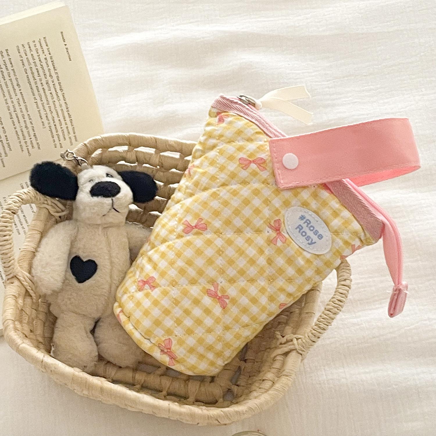 

Plaid Bow Women s Pencil Case Ctrast Color Casual Student Girls Cosmetic Bags Portable Female Travel Storage Bag Clutch Purse жовтий