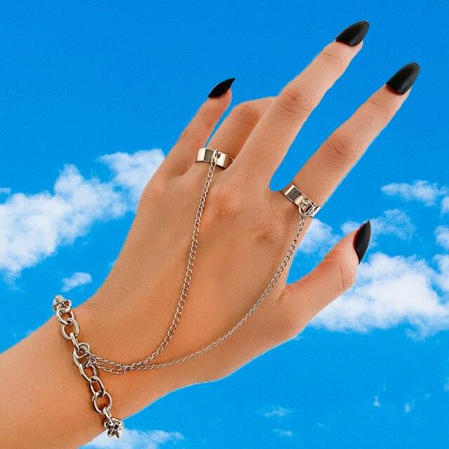 

IF ME Панк Серебристый Цвет Длинные Кольца-Цепочки для Женщин Мужчин Хип-Хоп Кисточкой Кольца Бабочки Набор Партии Ювелирных Изделий Подарок