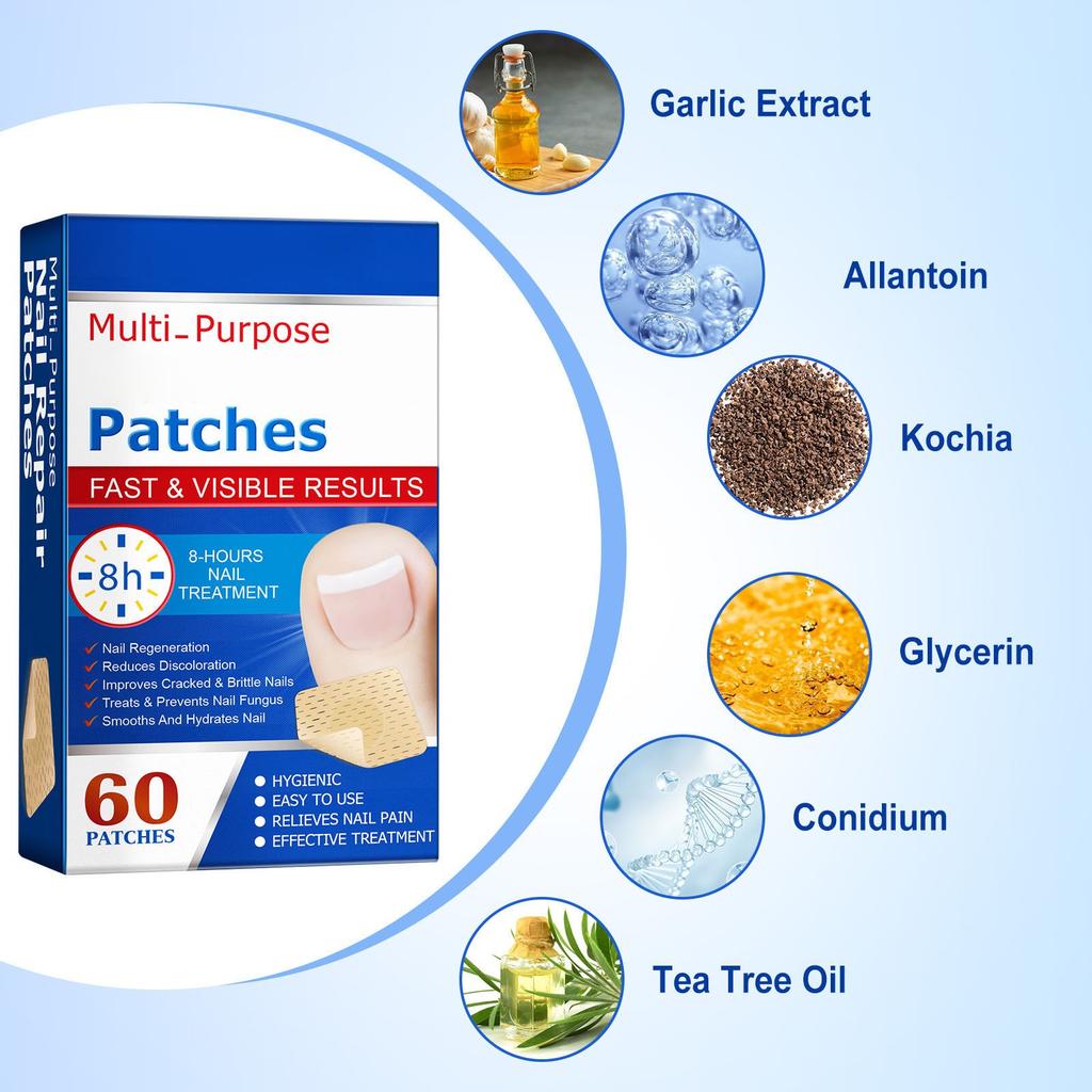 60 Stück Pilz-Nagelpflaster für Hände und Füße, weiche Nägel, eingelegte Nagelverdickung, helle Nagelfurche, graues Nagelpflegepflaster