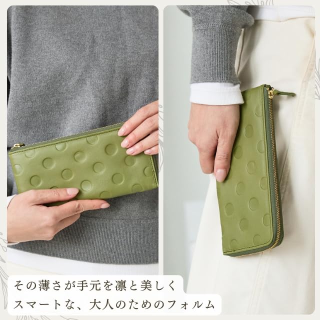 ZUCCHERO Slim Damen-Langbörse, L-Form, Echtes Leder, Hergestellt in Japan, Schlankes Rindsleder, Schwarz, 55306