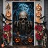 Spooky Halloween Background Bone Accent Skull Halloween Backdrop Halloween Banner Skull Theme Graveyard Backdrop For Spooky