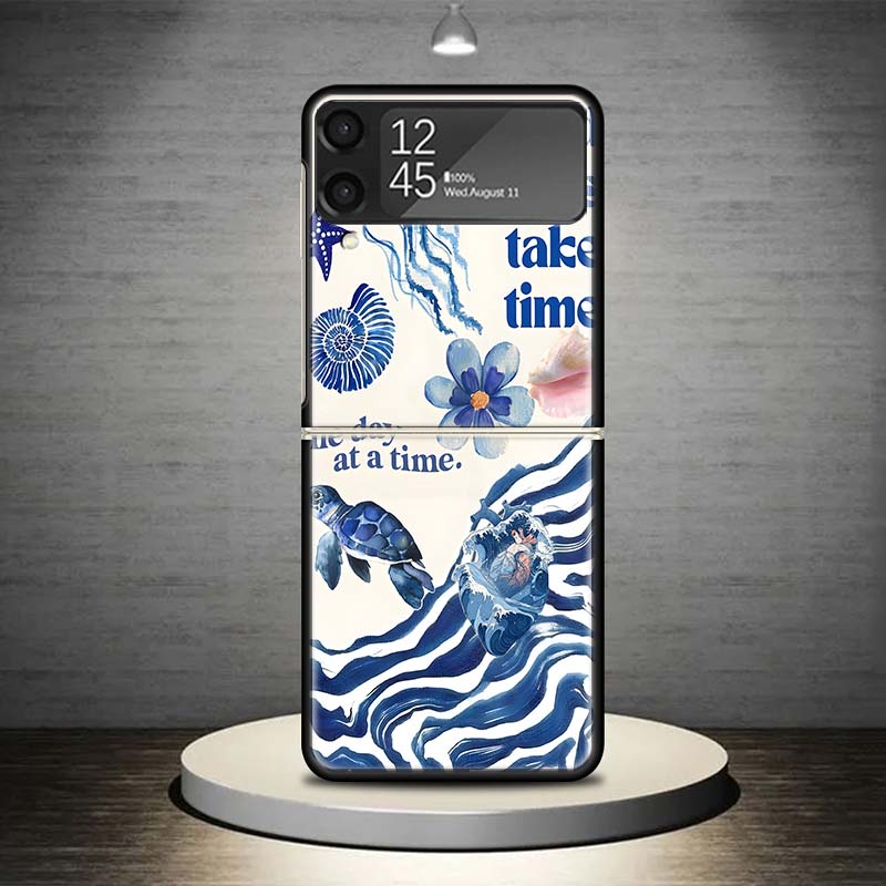 Ocean Starfish Sea Turtle Shark Phone Case For Samsung Galaxy Z Flip 7 6 5 4 3 5G Shockproof Cover Z Flip7 Flip6 ZFlip5 Flip3 Fl