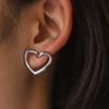 Stainless Steel Earrings Simple Fashion Three Colors Available Cutout Heart Design Earrings For Women Zircon  Anniversary Gift